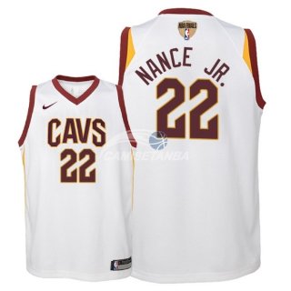 Camisetas de NBA Ninos Larry Nance Jr Cleveland Cavaliers 2018 Finales Blanco Association Parche
