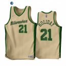 Camisetas NBA Earned Edition Milwaukee Bucks NO.21 Jrue Holiday Cream 2022-23 21