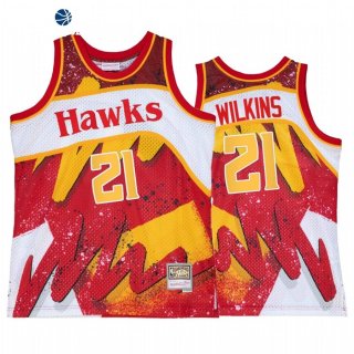 Camisetas NBA Atlanta Hawks NO.21 Dominique Wilkins Rojo Throwback 2022