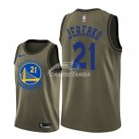 Camisetas NBA Salute To Servicio Golden State Warriors Jonas Jerebko Nike Ejercito Verde 2018
