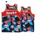 Camisetas NBA Atlanta Hawks Dominique Wilkins Negro Floral Hardwood Classics