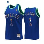 Camisetas NBA Dallas Mavericks NO.1 Theo Pinson 75th Aniversario Azul Hardwood Classics