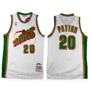 Camisetas NBA de Retro Gary Payton Seattle Supersonics Blanco