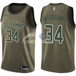 Camisetas NBA Salute To Servicio Milwaukee Bucks Giannis Antetokounmpo Nike Ejercito Verde 2018
