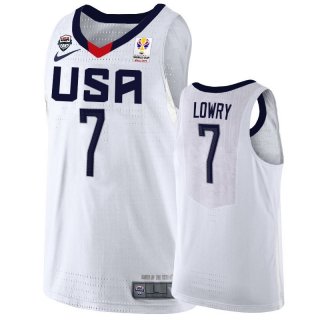 Camisetas Copa Mundial de Baloncesto FIBA 2019 USA Kyle Lowry Blanco