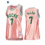 Camisetas NBA Mujer Milwaukee Bucks NO.7 Grayson Allen 75th Aniversario Rosa Oro 2022