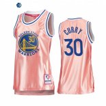 Camisetas NBA Mujer Golden State Warriors NO.30 Stephen Curry 75th Aniversario Rosa Oro 2022