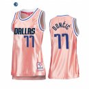 Camisetas NBA Mujer Dallas Mavericks NO.77 Luka Doncic 75th Aniversario Rosa Oro 2022