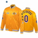 Chaqueta NBA Los Angeles Lakers NO.0 Russell Westbrook Oro Throwback 2022-23