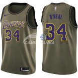 Camisetas NBA Salute To Servicio Los Angeles Lakers Shaquille O'Neal Nike Ejercito Verde 2018