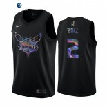 Camisetas NBA Nike Charlotte Hornets NO.2 LaMelo Ball Iridescent Holographic Negro Limited 2022