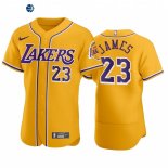 Camisetas NBA Los Angeles Lakers X MLB Manga Corta LeBron James Amarillo