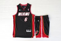 Camisetas NBA de Lebron James Miami Heats Negro Rojo