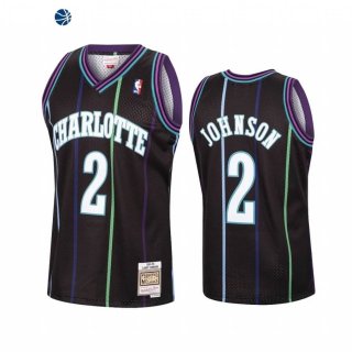 Camisetas NBA Charlotte Hornets Larry Johnson Reload Negro Hardwood Classics