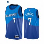 Camiseta NBA de Bryn Forbes Milwaukee Bucks Nike Azul Ciudad 2020-21
