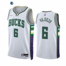 Camisetas NBA Nike Milwaukee Bucks NO.6 Luca Vildoza 75th Diamante Blanco Ciudad 2021-22
