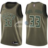 Camisetas NBA Salute To Servicio Milwaukee Bucks Kareem Abdul Jabbar Nike Ejercito Verde 2018
