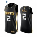 Camiseta NBA de LaMelo Ball Charlotte Hornets Negro Oro 2020-21
