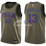 Camisetas NBA Salute To Servicio Philadelphia Sixers Wilt Chamberlain Nike Ejercito Verde 2018