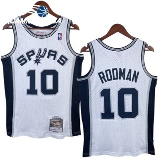 Camisetas NBA San Antonio Spurs NO.10 Dennis Rodman Blanco Hardwood Classics 1993 94